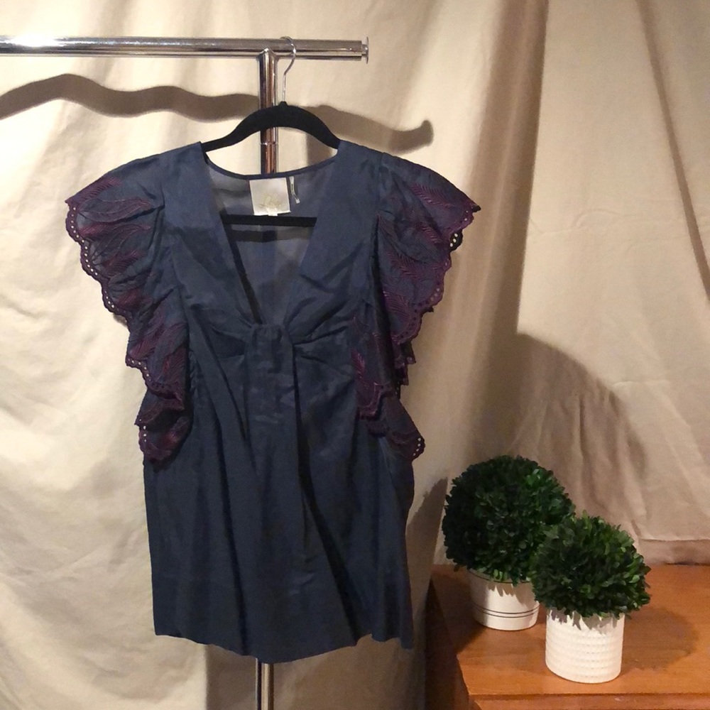 Blue Blouse with winged Sleeves
